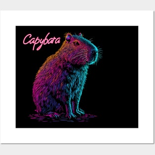 Neon Capybara Posters and Art